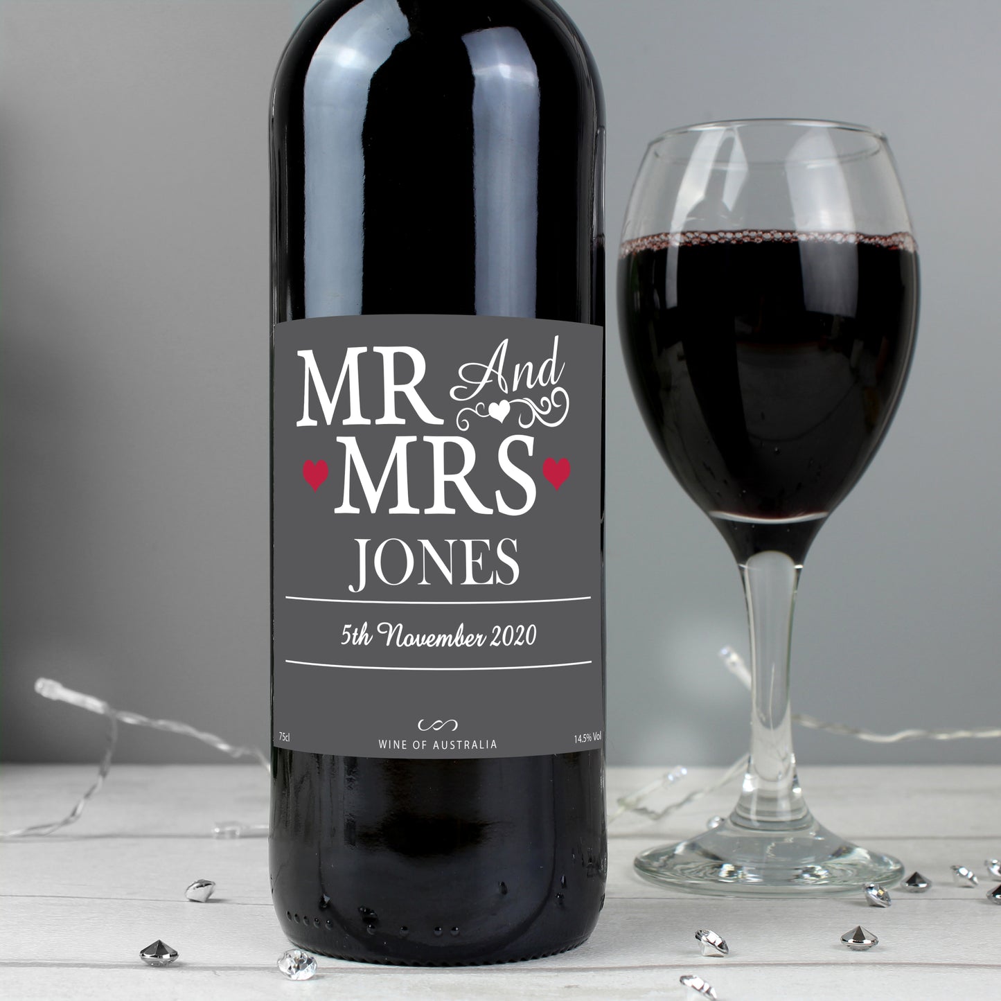 Personalised Mr & Mrs Red Wine Bottle