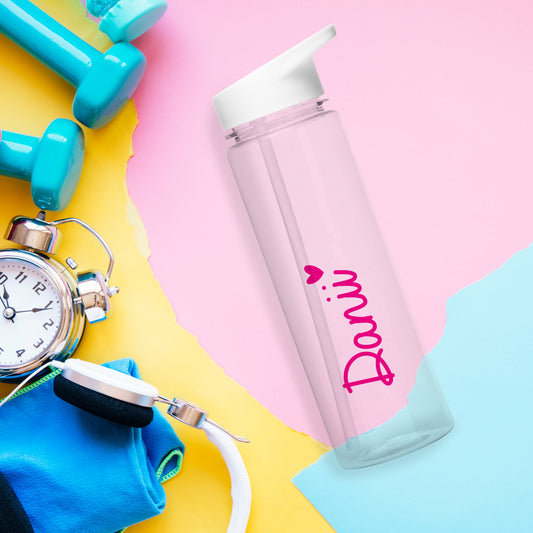 Personalised Pink Heart Name Water Bottle
