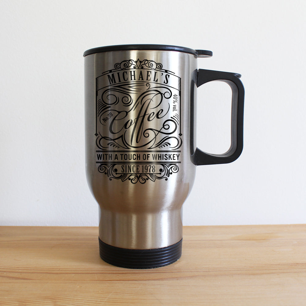 Personalised Coffee With a Touch of Whisky Travel Mug