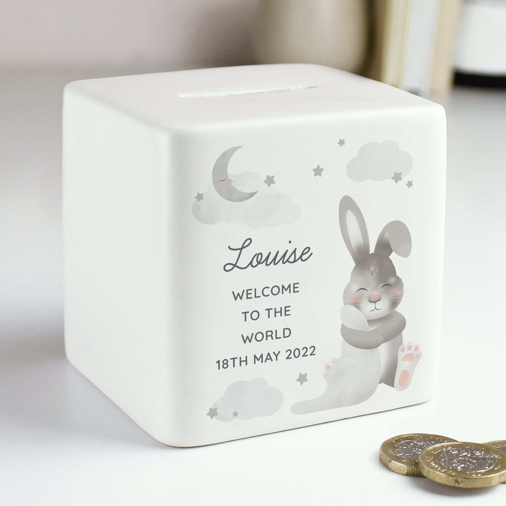 Personalised Baby Money Box - Bunny