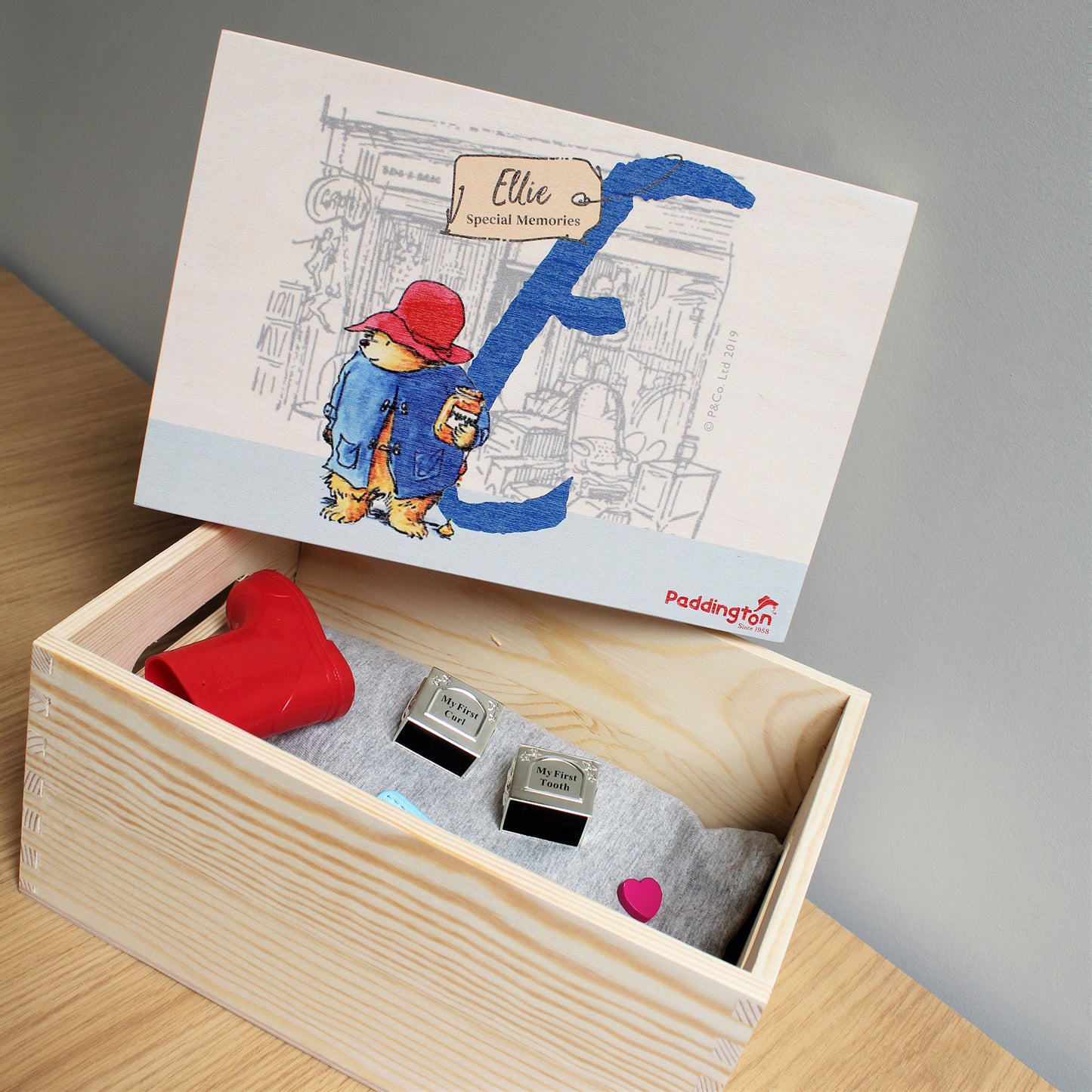 Personalised Paddington Bear Initial Memory Box