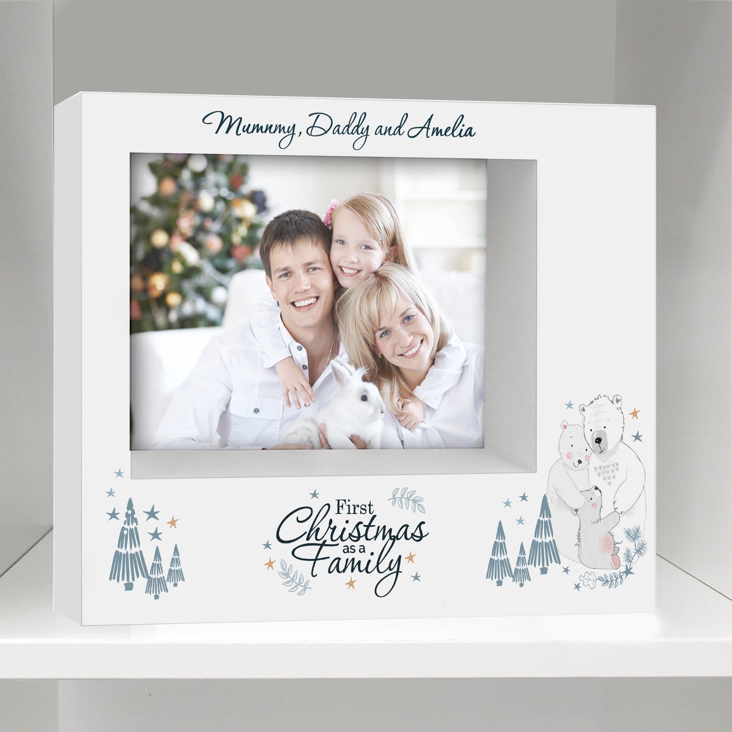 Personalised Polar Bear 1st Christmas As A Family Box Photo Frame 7x5