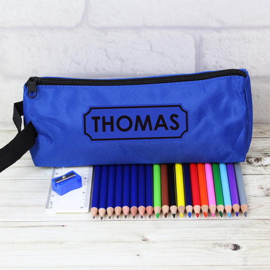 Personalised Blue Pencil Case and None Personalised Content