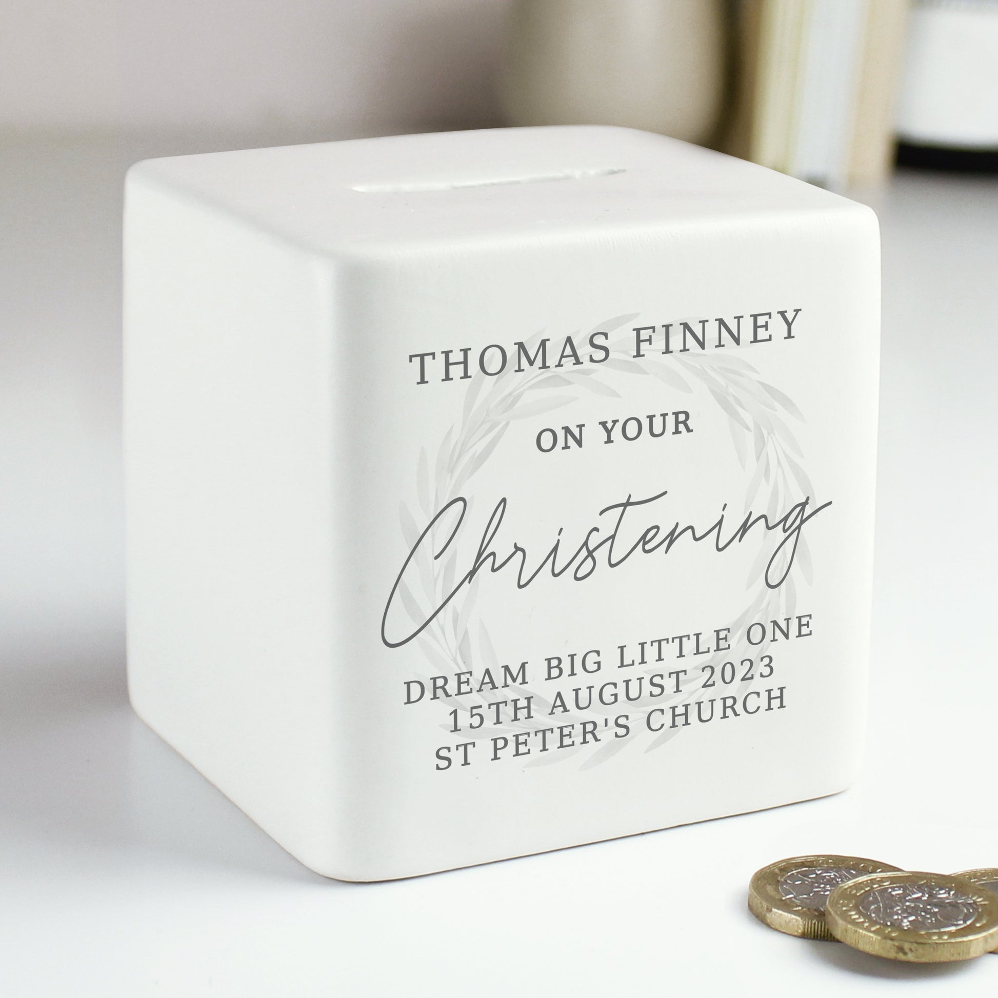 Personalised Christening Money Box - Ceramic