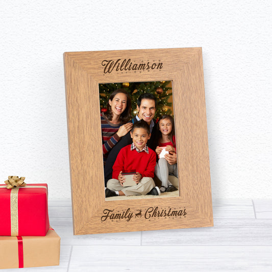 Personalised Family Christmas Wooden Photo Frame
