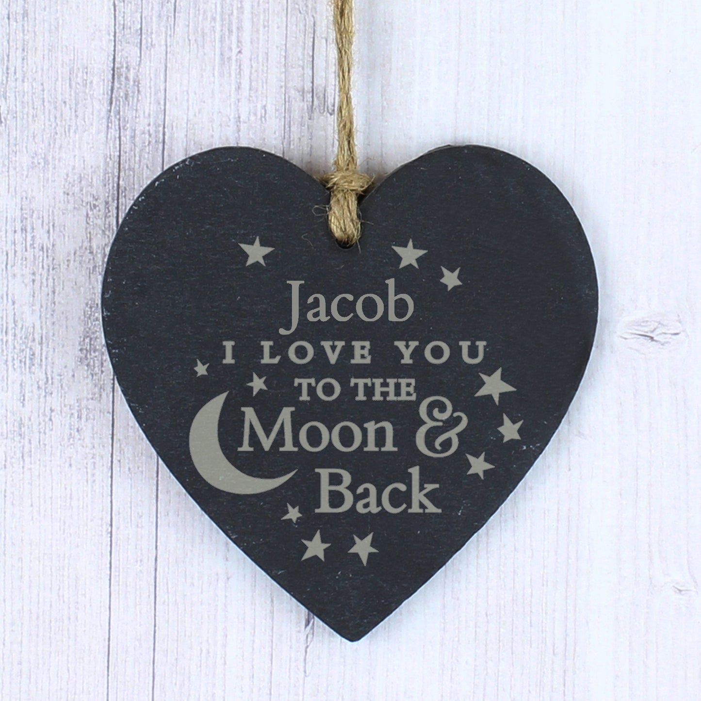 Personalised Love You To the Moon and Back Slate Heart Sign