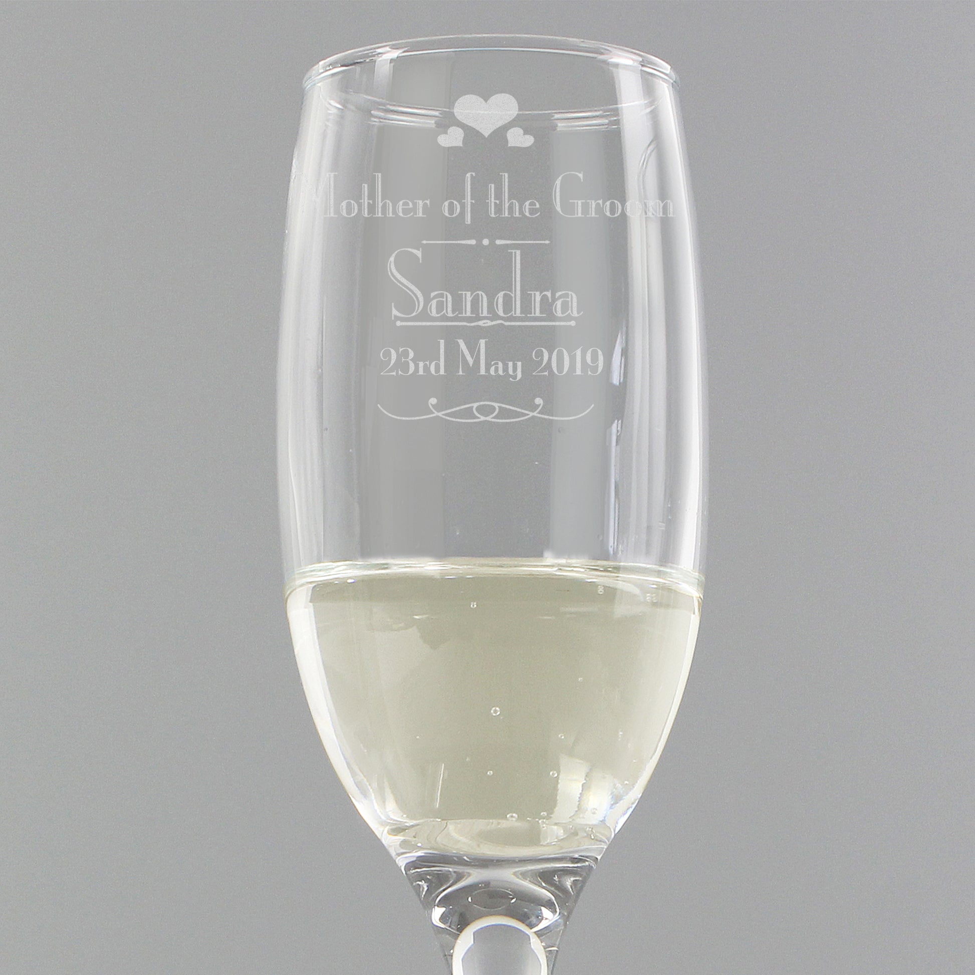 Personalised Wedding Mother of the Groom Glass Flute