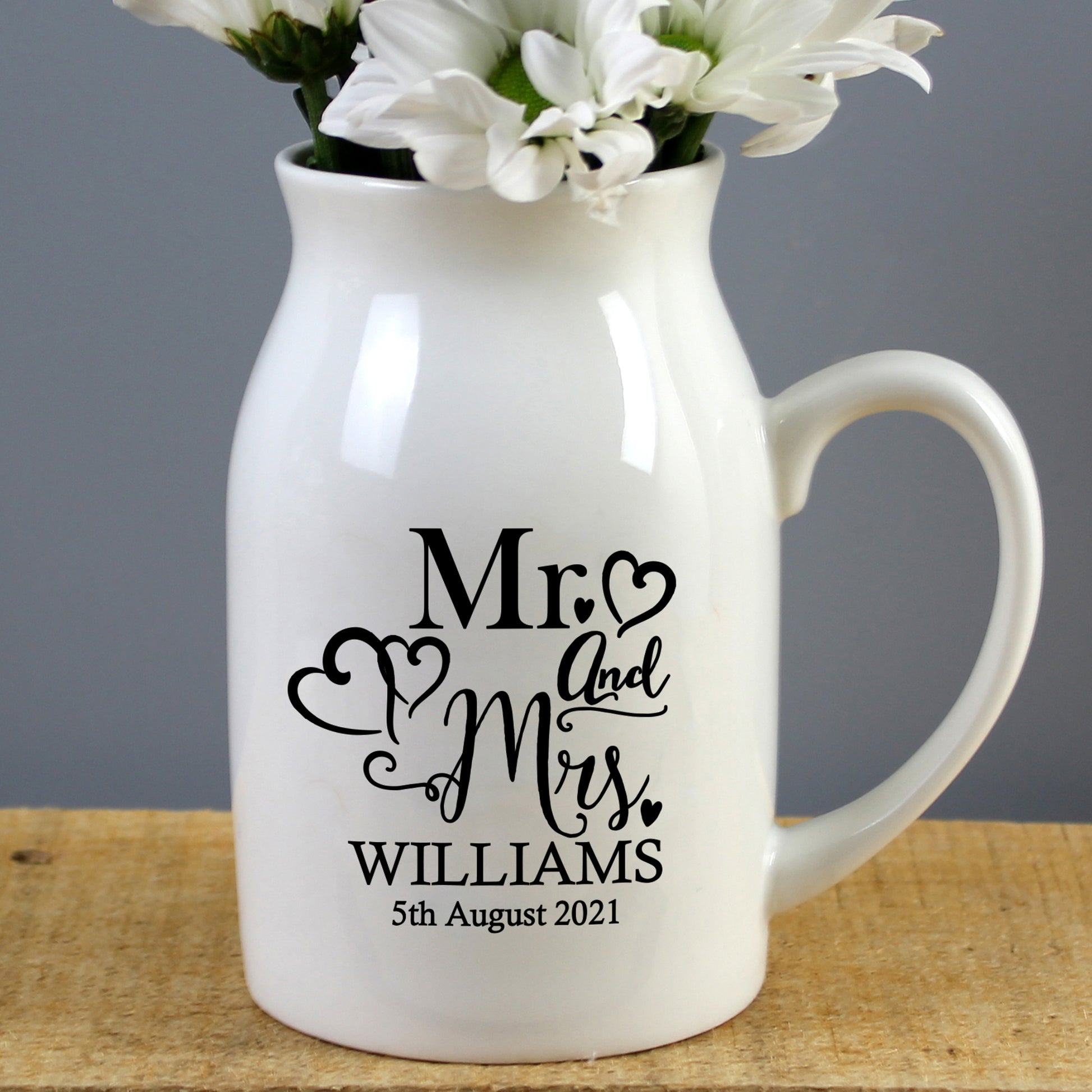 Personalised Wedding Mr & Mrs Flower Jug Vase | Gift Idea