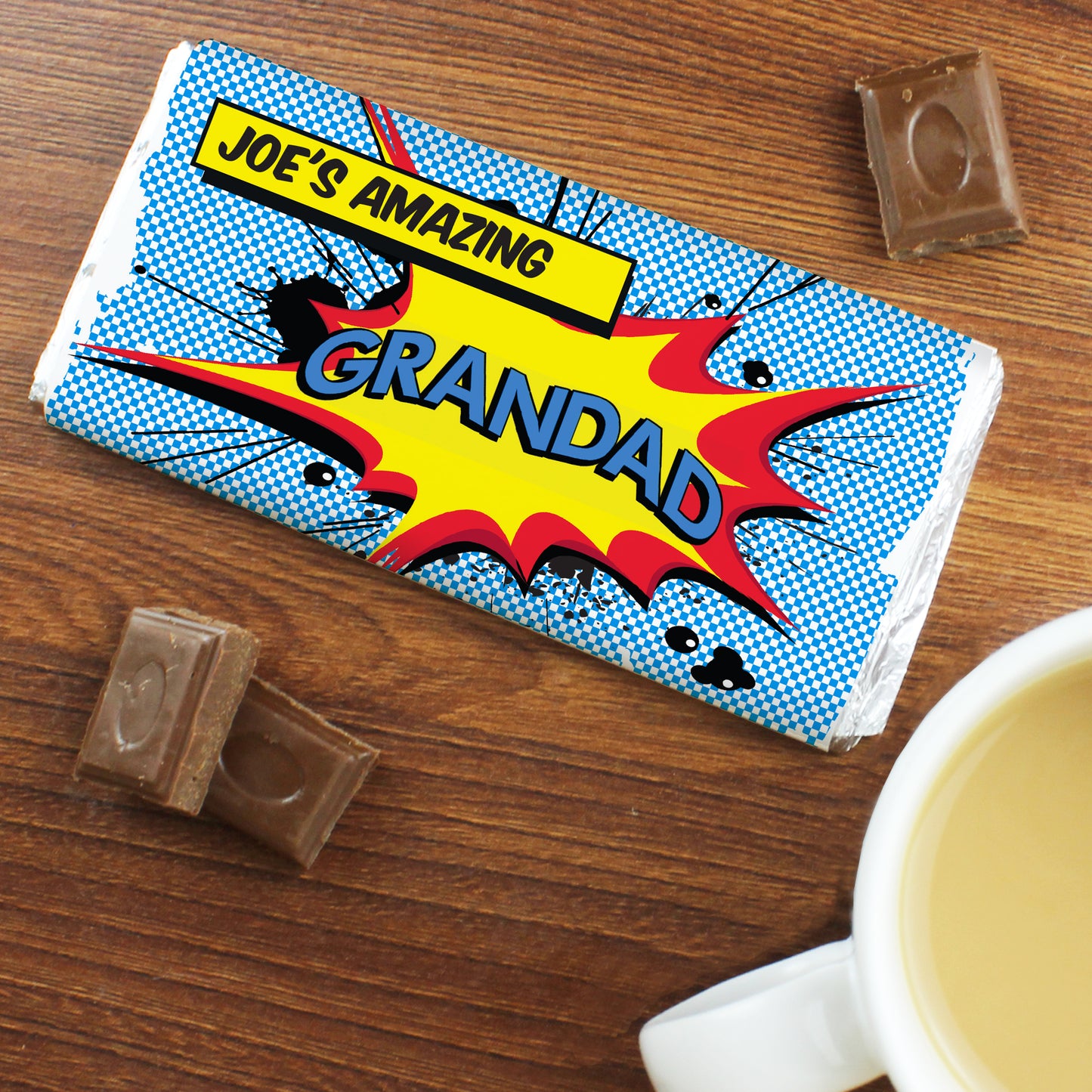 Personalised Super Hero Comic Book Chocolate Bar
