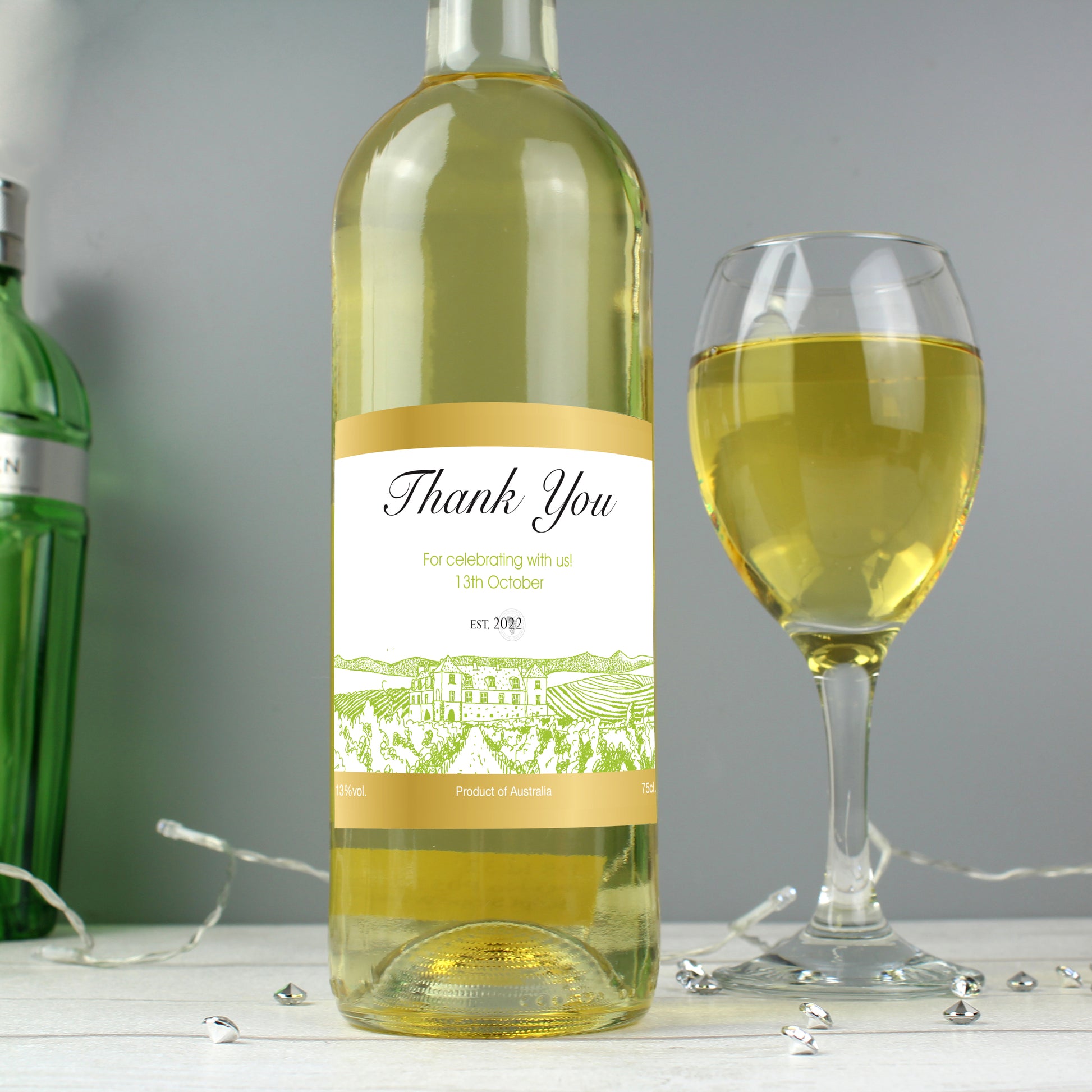 Personalised Free Text Vineyard White Wine Bottle