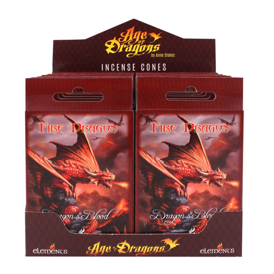 Pack of 12 fire Dragon Incense Cones by Anne Stokes - PCS Cufflinks & Gifts