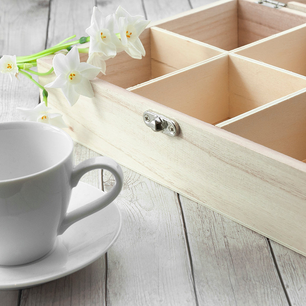 Personalised Time For Tea! Colourful Wooden Tea Box