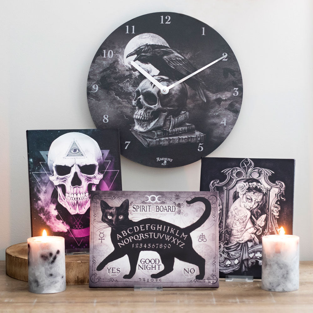 25x19cm Black Cat Spirit Board Canvas Plaque by Alchemy - PCS Cufflinks & Gifts