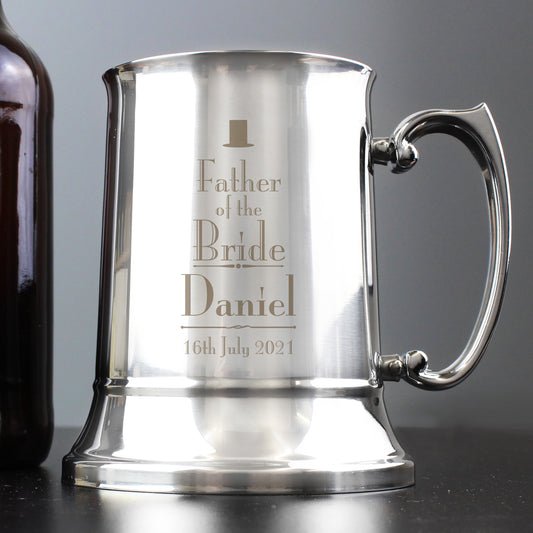 Personalised Wedding Father of the Bride Stainless Steel Tankard