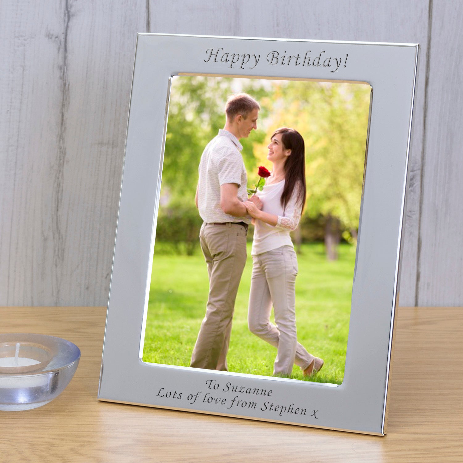 Engraved Personalised Silver Plated Photo Frame - Any Message 6x4