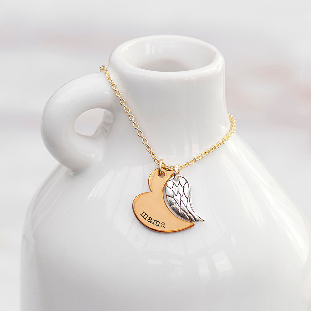 Personalised Heart and Wing Necklace
