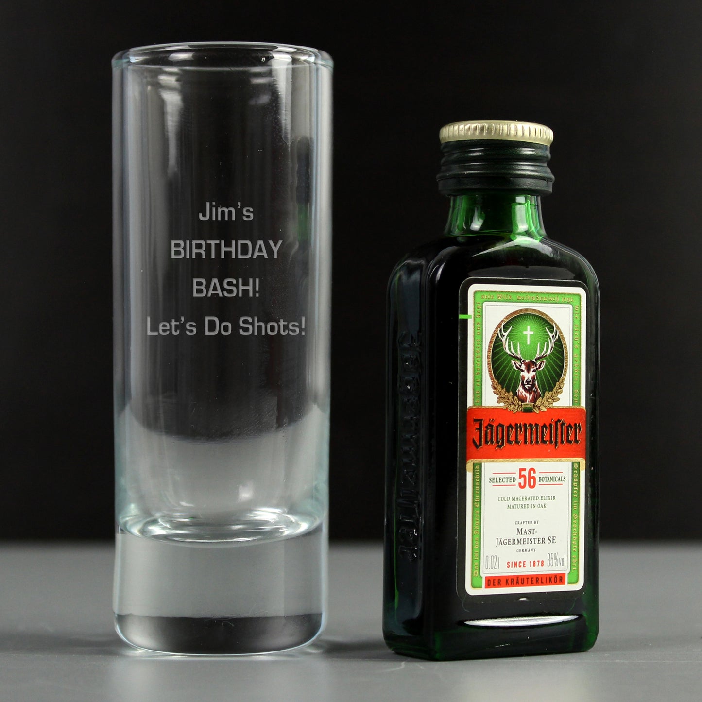 Personalised Shot Glass and Miniature Jagermeister Gift Set