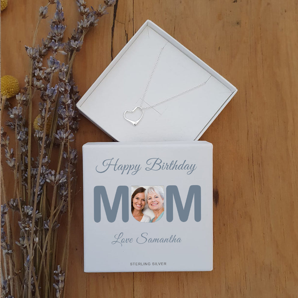 Sterling Silver Heart Necklace - MUM Photo Upload Gift Box
