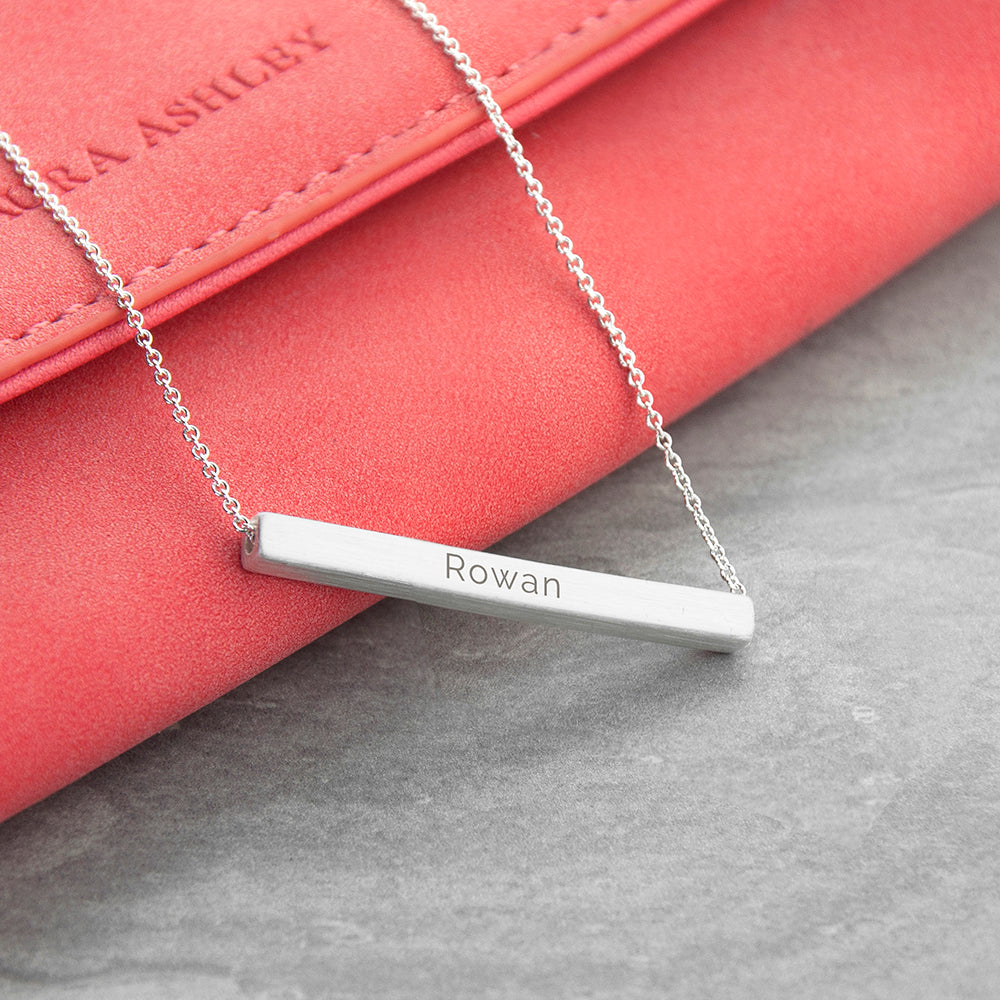Personalised Horizontal Bar Necklace - Silver