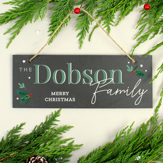 Personalised Christmas Family Slate Plaque Sign