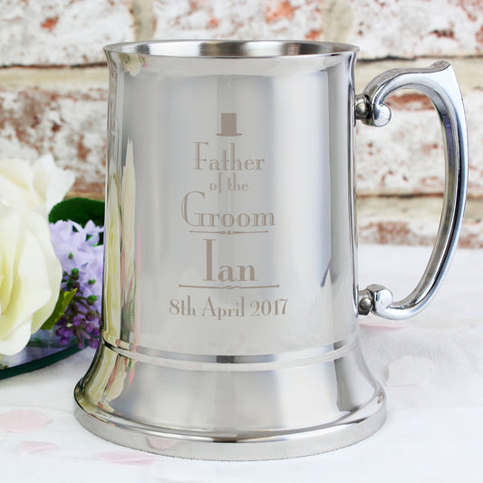 Personalised Wedding Father of the Groom Stainless Steel Tankard
