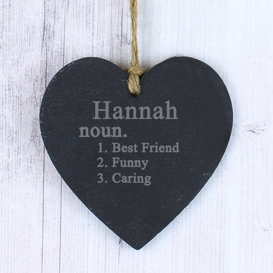 Personalised Word Definition Slate Heart Sign