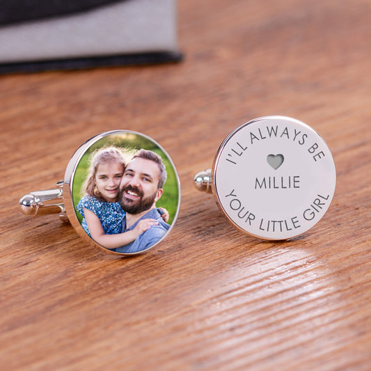 Personalised Ill Always Be Your Little Girl Photo Cufflinks