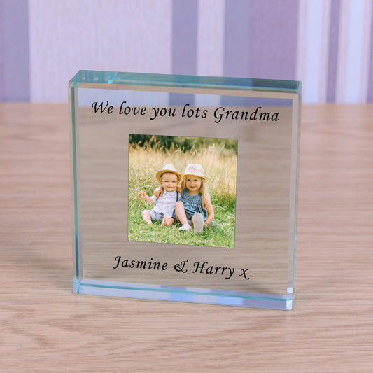 Personalised Glass Token Block - Photo With Message