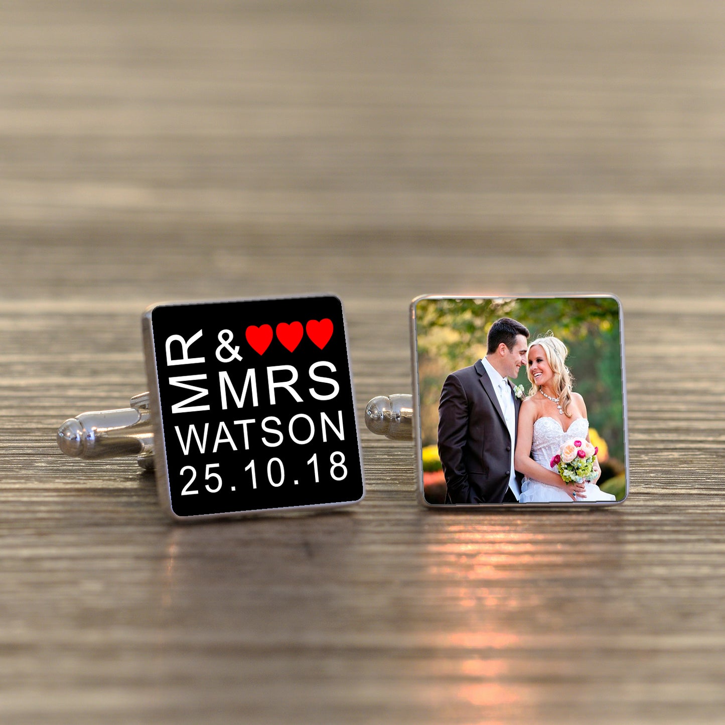 Personalised Mr & Mrs Photo Cufflinks