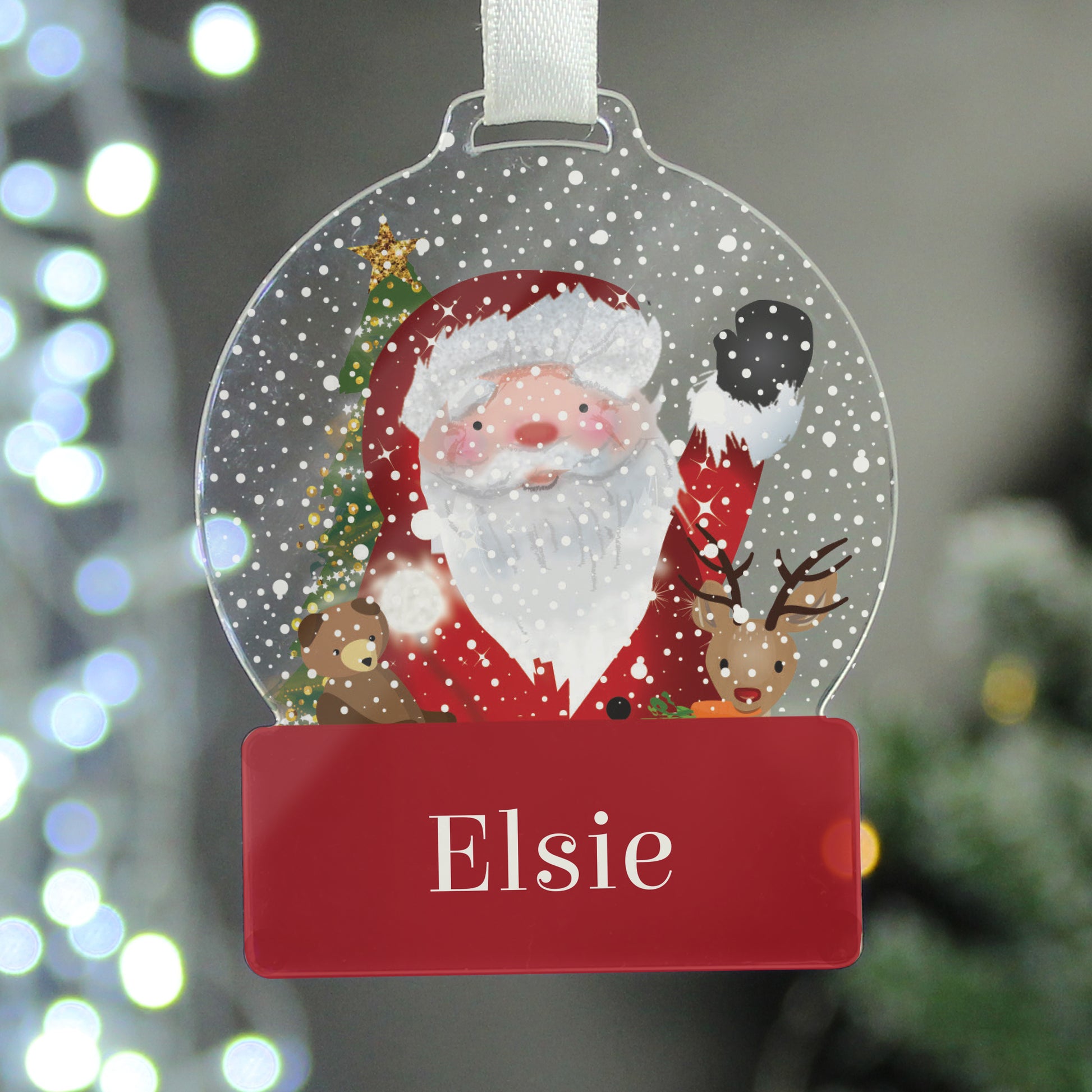 Personalised Santa Acrylic Snow Globe Christmas Decoration