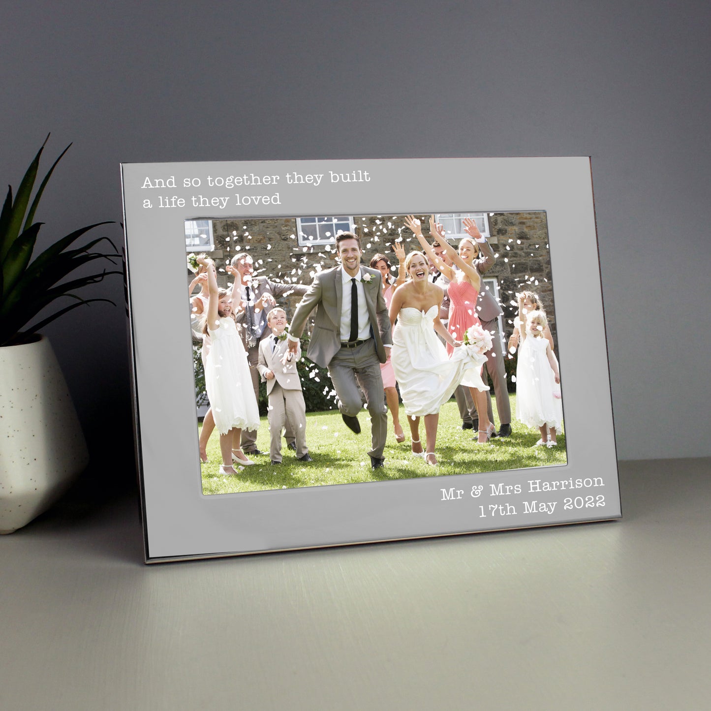 Personalised Any Message 5 x 7 Silver Photo Frame