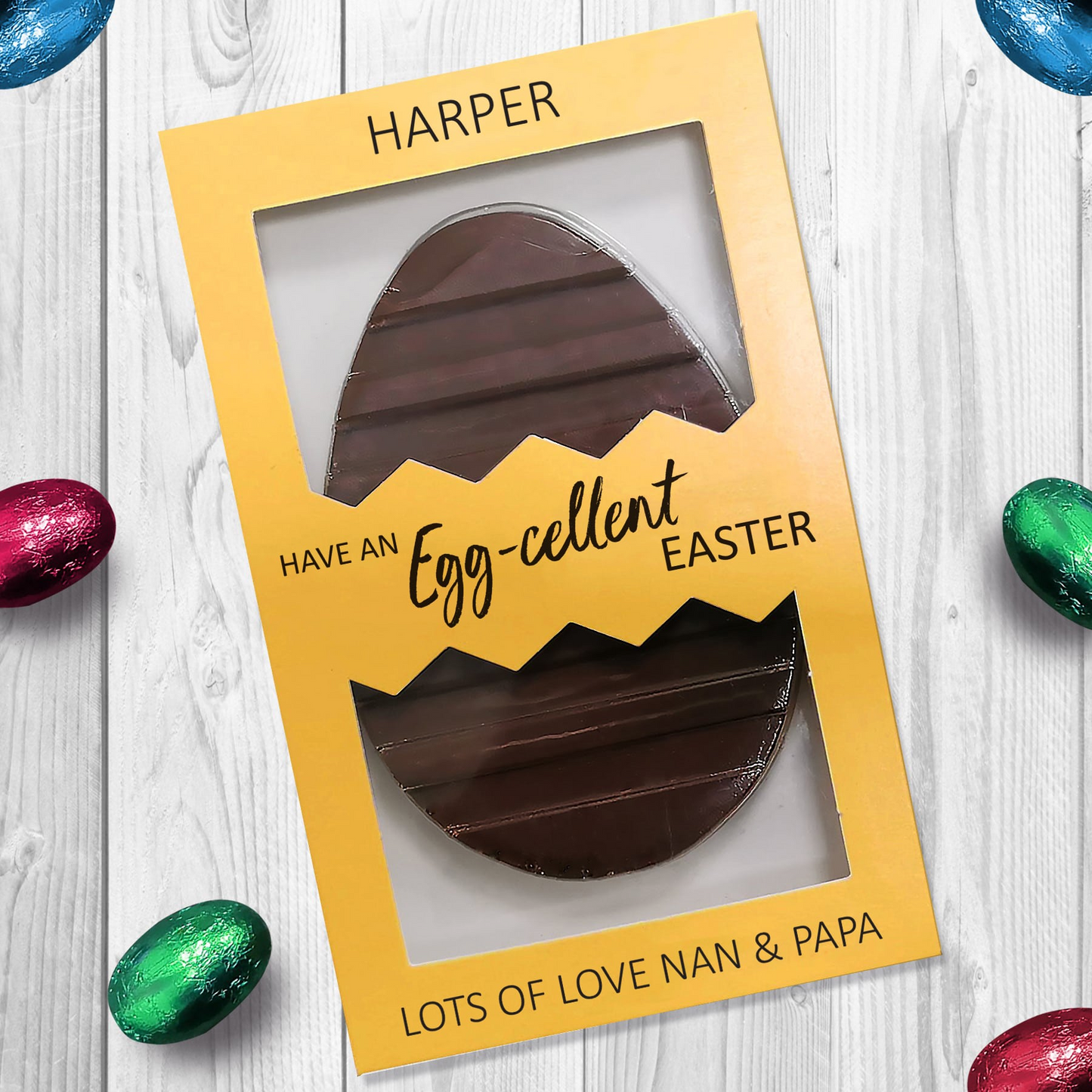 Personalised Letterbox Chocolate Easter Egg – Egg-cellent Easter