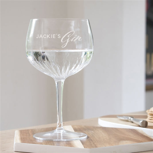 Personalised Stylish Crystal Cut Gin Goblet Glass - PCS Cufflinks & Gifts