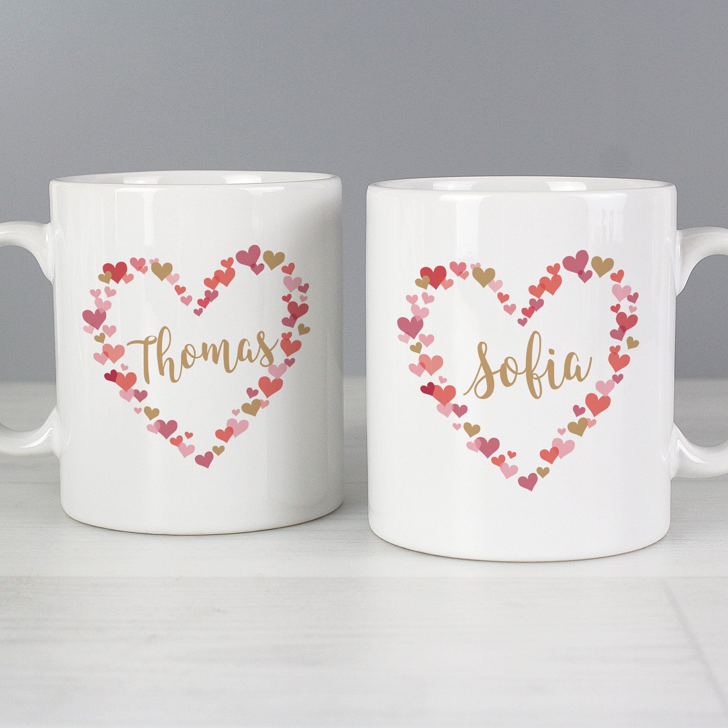 Personalised Confetti Hearts Wedding Mug Set | Gifts Idea