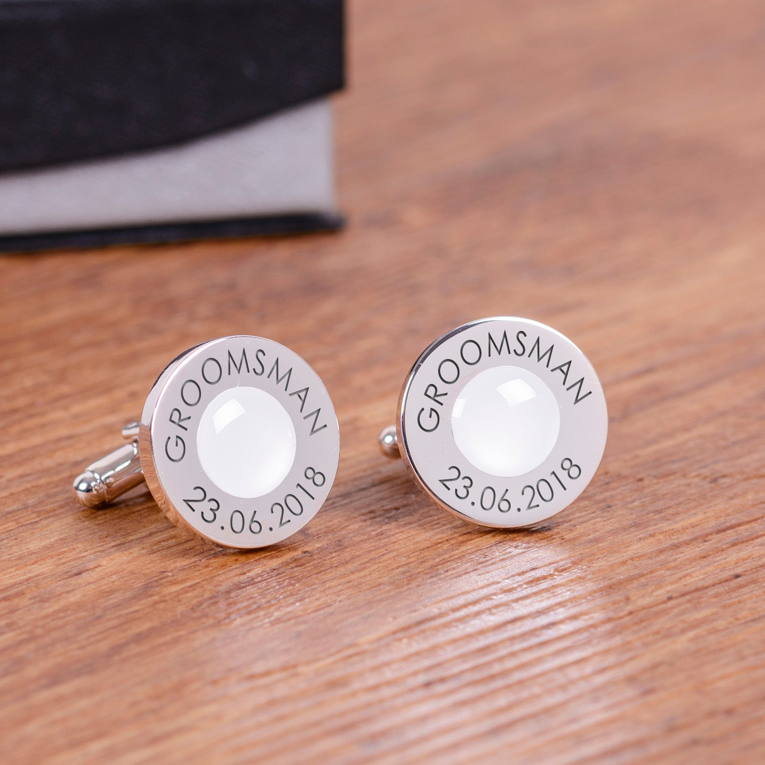 Personalised Wedding Party Cufflinks - Black Or White
