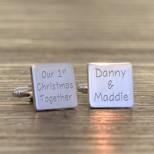 Personalised Our 1st Christmas Together Cufflinks - Square