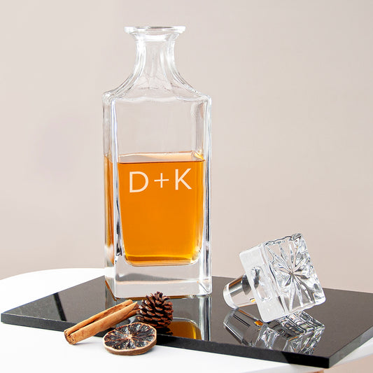 Personalised Timeless Initials Square Whisky Decanter