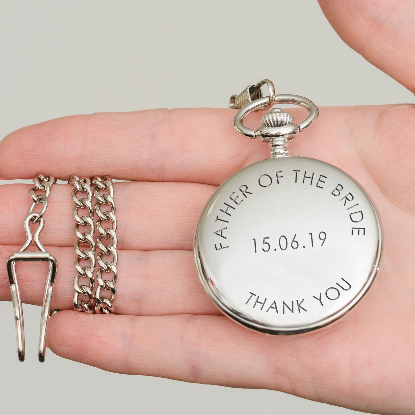 Engraved Pocket Watch For Father Of The Bride - Thank You