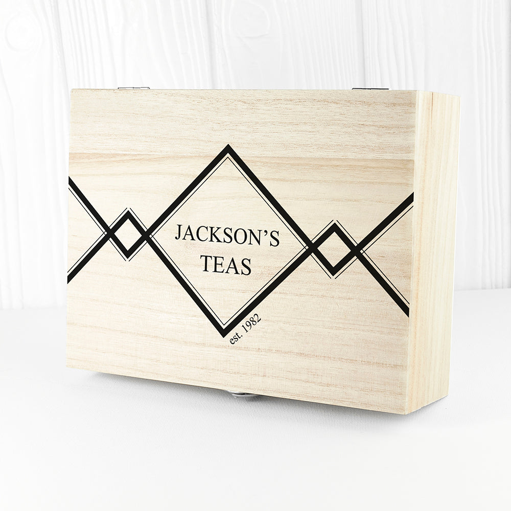 Personalised Gentlemen's Teas Wooden Tea Box