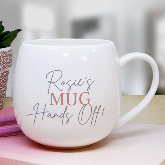 Personalised Grey & Blush Hug Mug