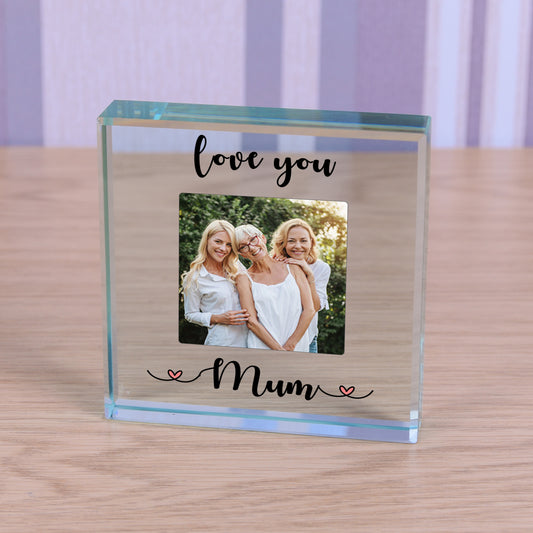 Personalised Love You Mum Photo Glass Token