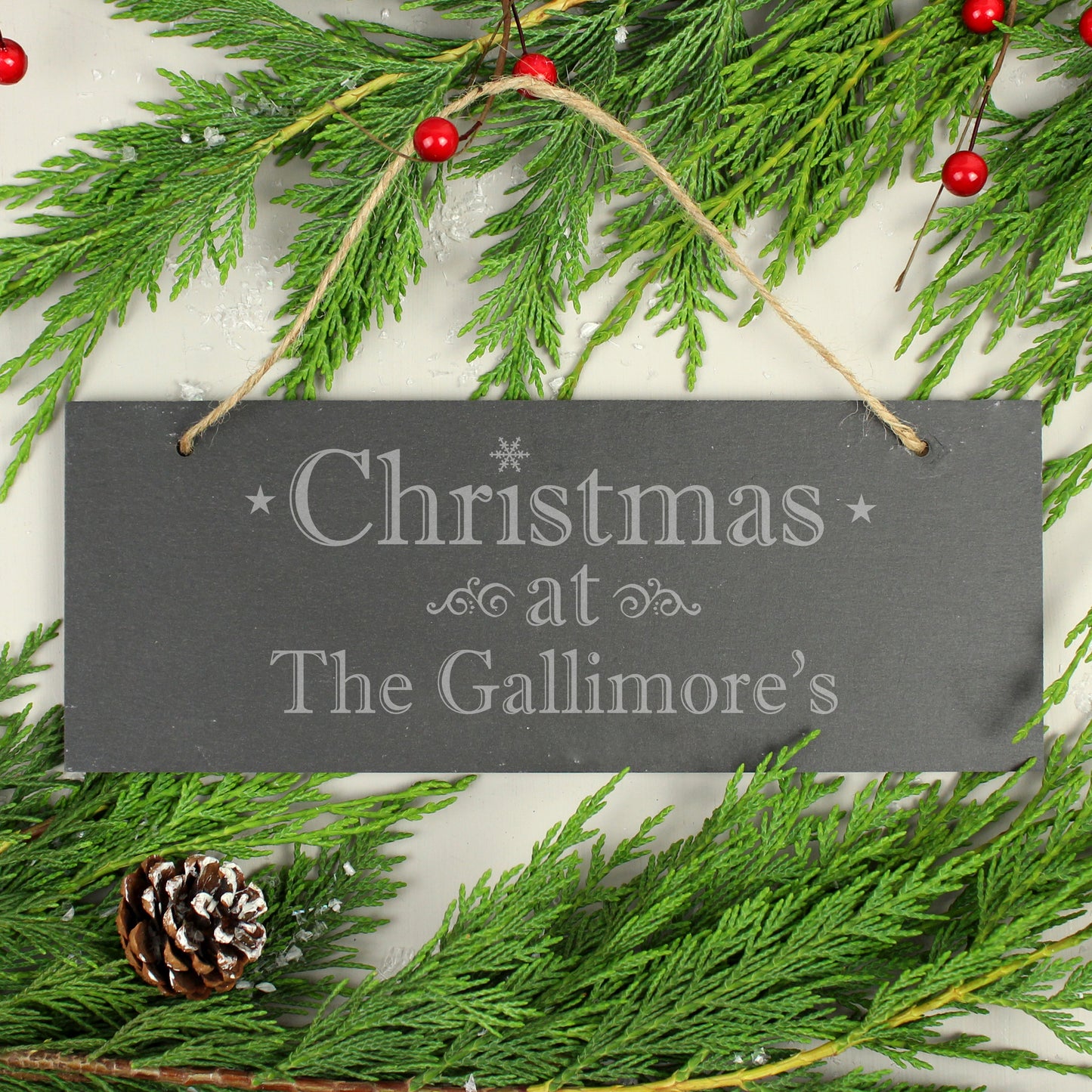 Personalised Christmas At Hanging Slate Plaque Sign