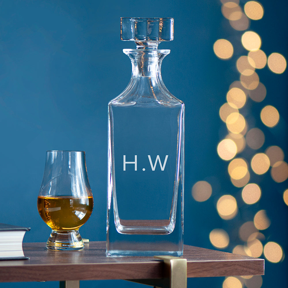 Personalised Timeless Initials Square Whisky Decanter
