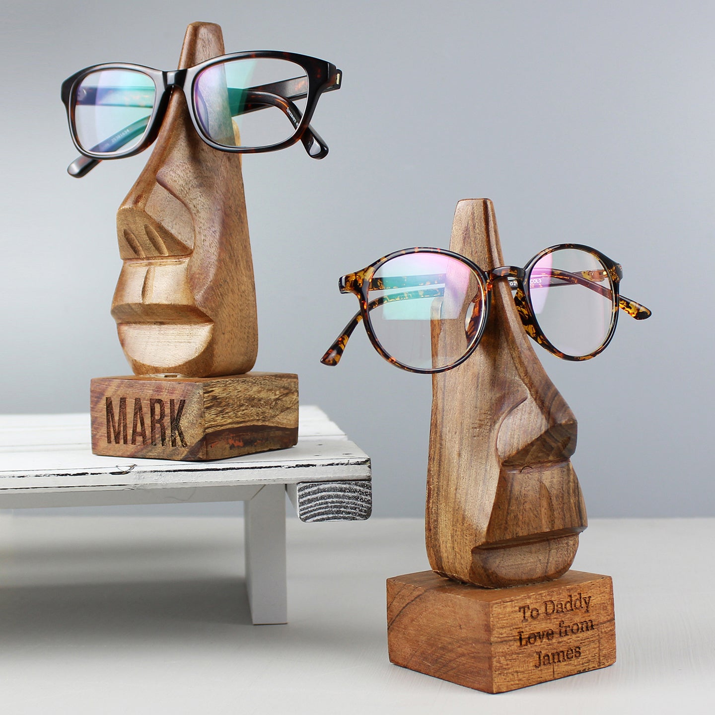 Personalised Wooden Nose-Shaped Glasses Holder | Gift For Him