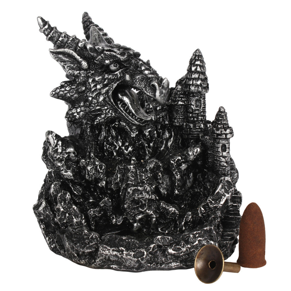 Silver Dragon Backflow Incense Burner With Light - PCS Cufflinks & Gifts
