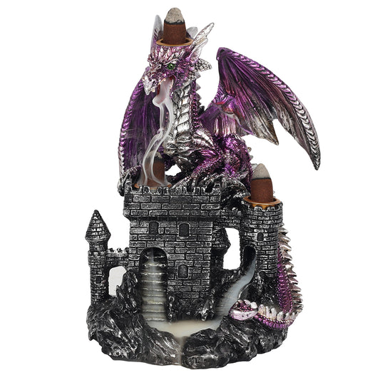 Purple Dragon on Castle Backflow Incense Burner - PCS Cufflinks & Gifts