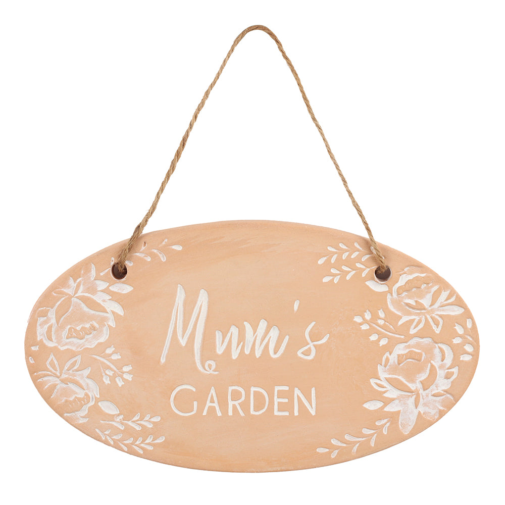 Mum's Garden Terracotta Plaque Sign