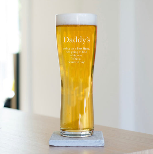Personalised Beer Hunt Tall Pint Glass