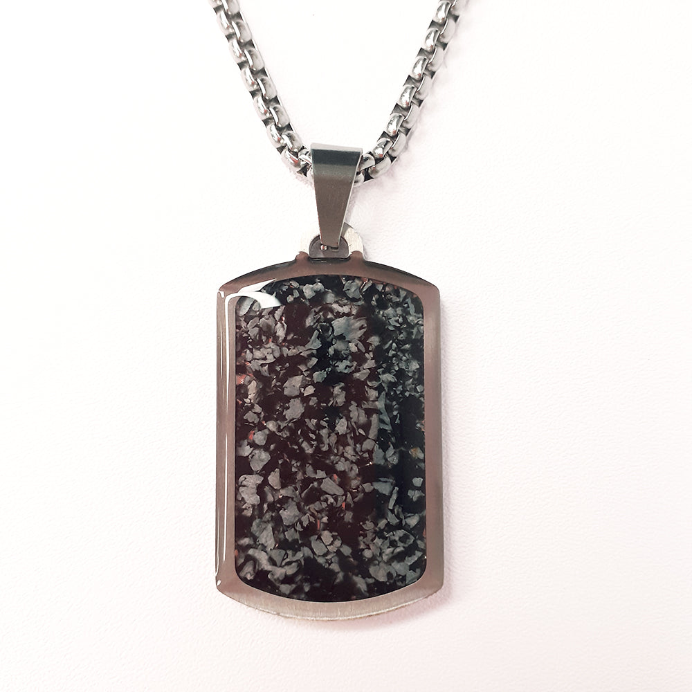 Personalised Men's Snowflake Obsidian Dog Tag Necklace | Gifts For Him
