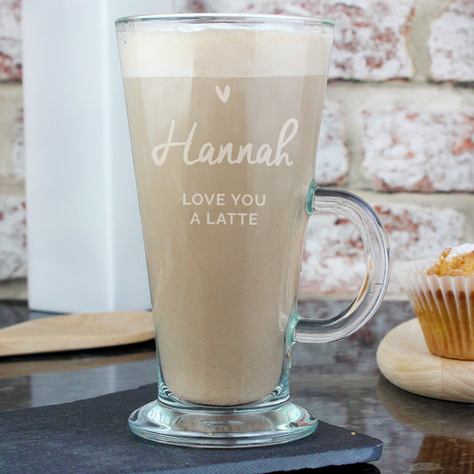 Personalised Heart Latte & Hot Chocolate Glass